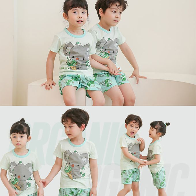 正韓 Puco - 超優質嬰幼兒/兒童短袖100% 有機棉家居服/睡衣-無尾熊吃冰淇淋