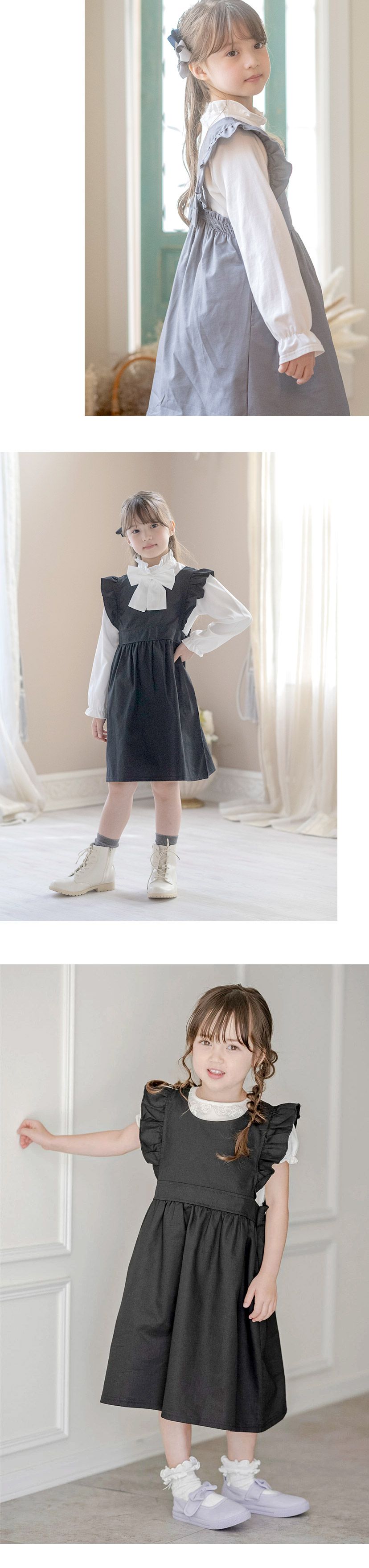 日本 Catherine Cottage - 背後蝴蝶結洋娃娃背心裙-氣質灰