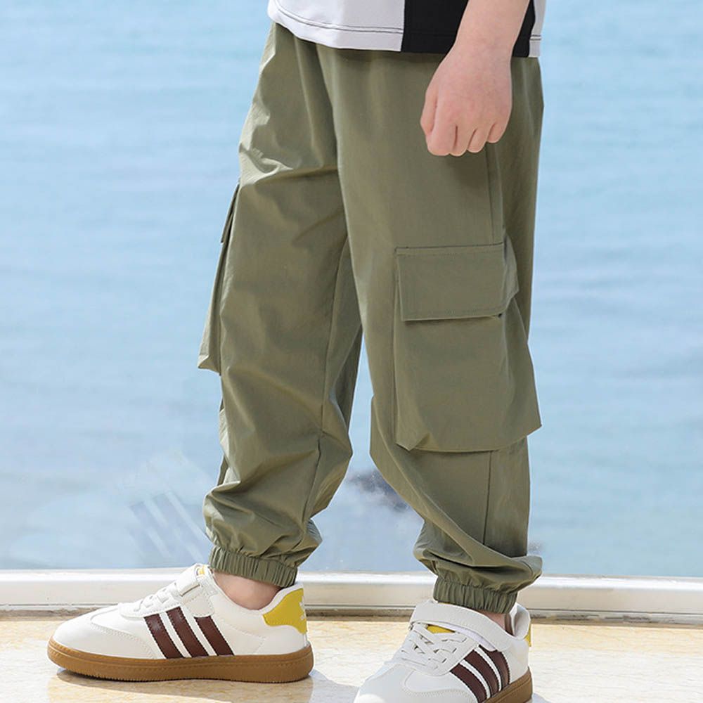 輕氧透氣吸溼速乾工裝款防蚊褲-綠色