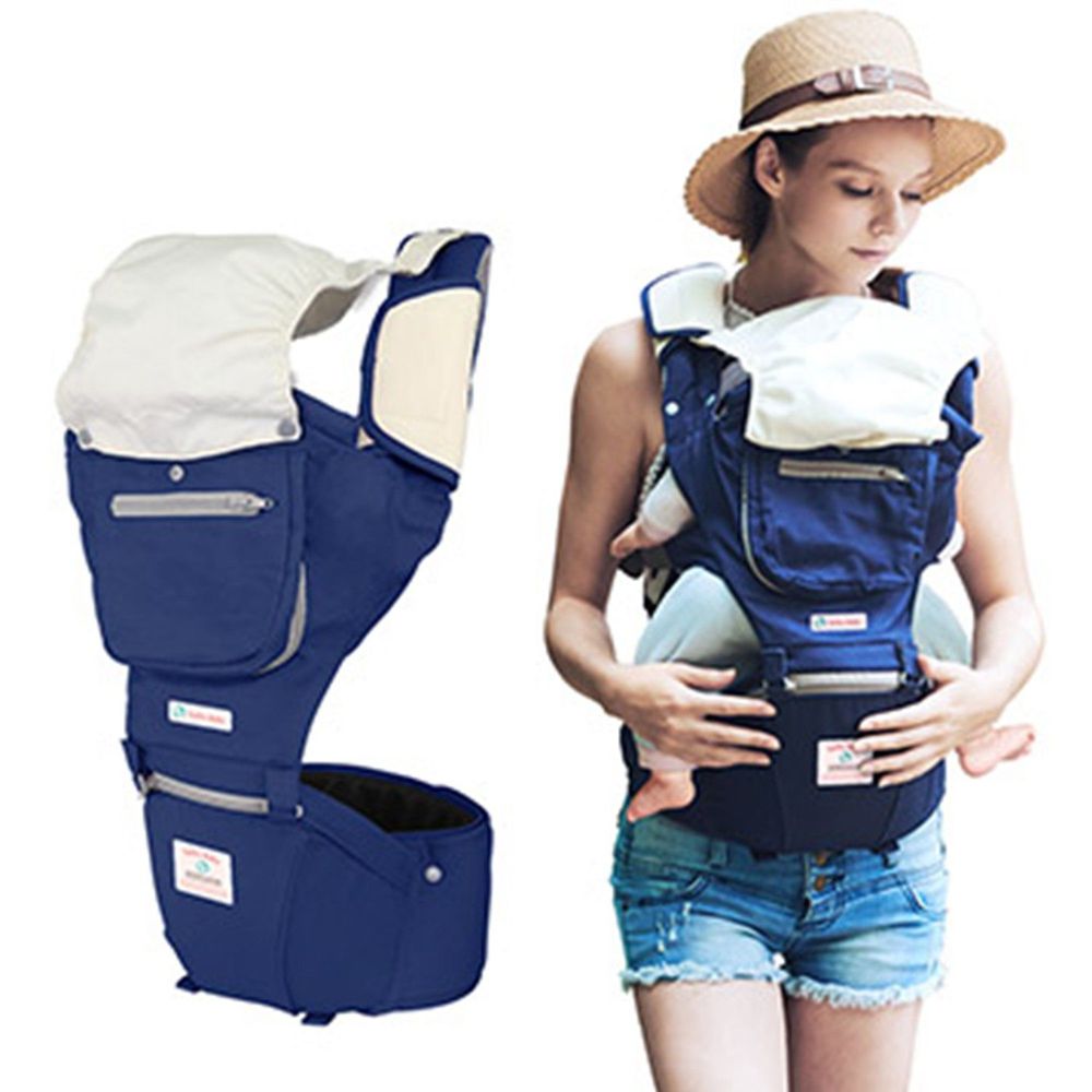 YODA - 嬰幼兒機能成長型坐墊背巾/包覆型/坐凳/腰凳/座椅式背巾-英倫藍