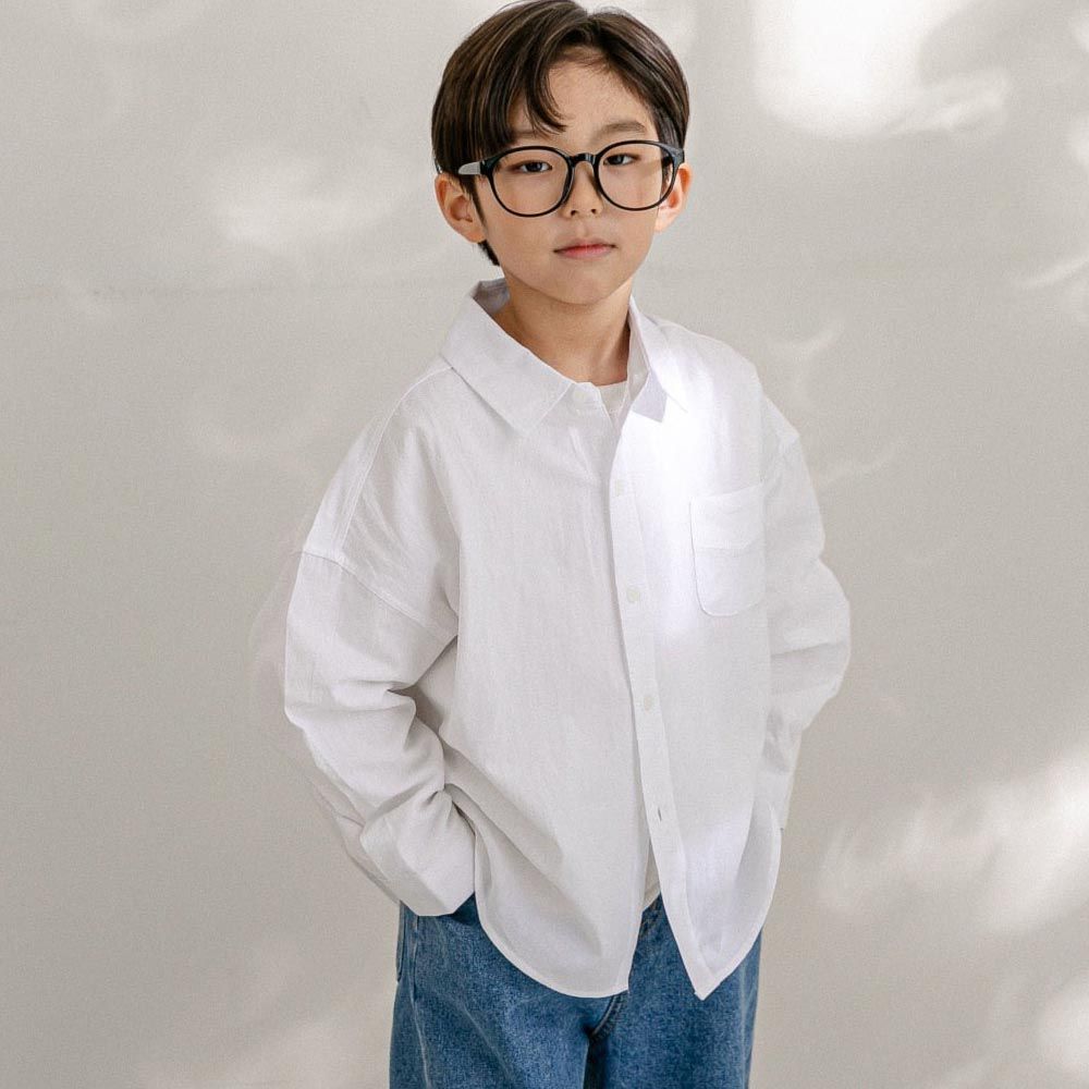 韓國 BUCKET LIST - 韓式落肩長袖襯衫/外套-白