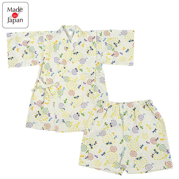 akachan honpo - 兩件式甚平-蜻蜓-米白色