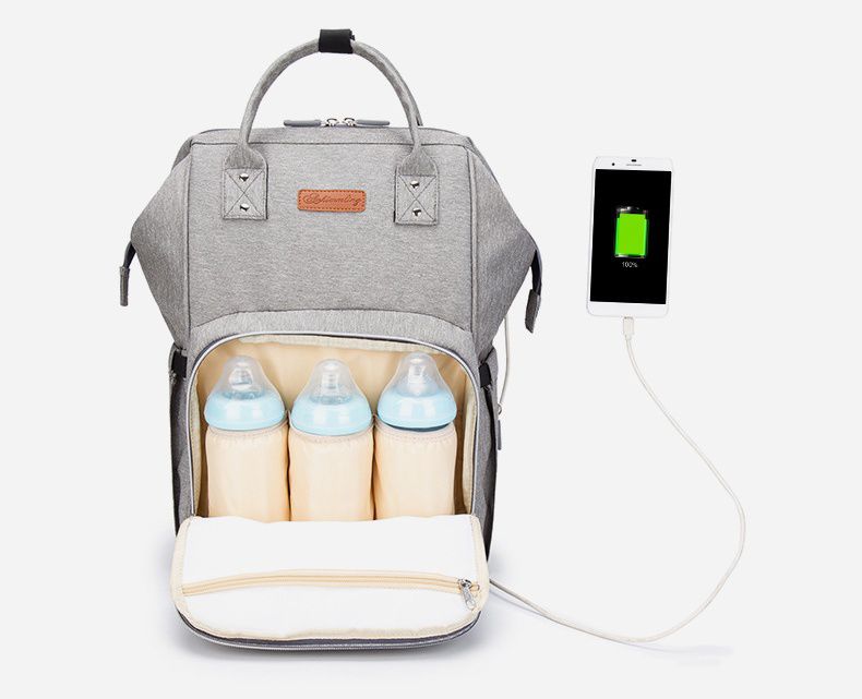 多功能防水後背包/媽媽包-迷彩款-灰色 (40x33x20cm)