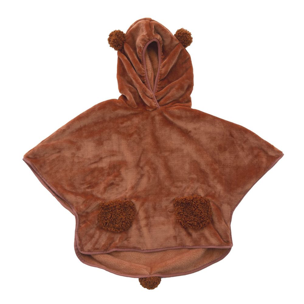 日本 BISQUE - 動物造型連帽超柔軟保暖斗篷-貴賓狗-可可棕 (3-5y)