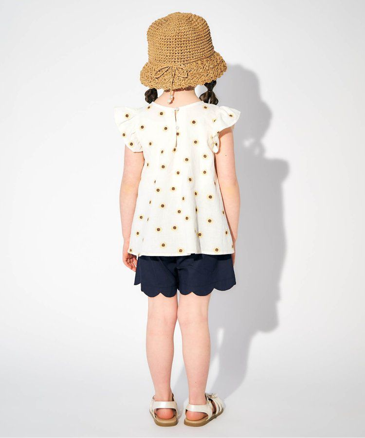 日本 apres les cours - 質感刺繡印花無袖上衣-向日葵-米白