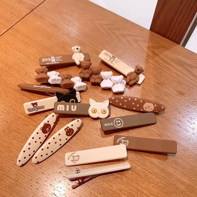 甜美造型兒童髮夾-miu貓咪-米白色