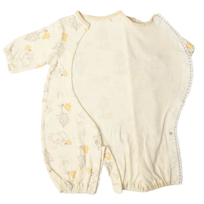 akachan honpo - 長袖連身衣-復古小熊維尼-淺卡其色 (50~60cm)