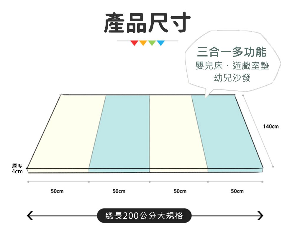 Mirabell - [韓國原廠]摺疊軟墊地墊遊戲地墊-奶茶色 (200 x 140 x 4 cm)