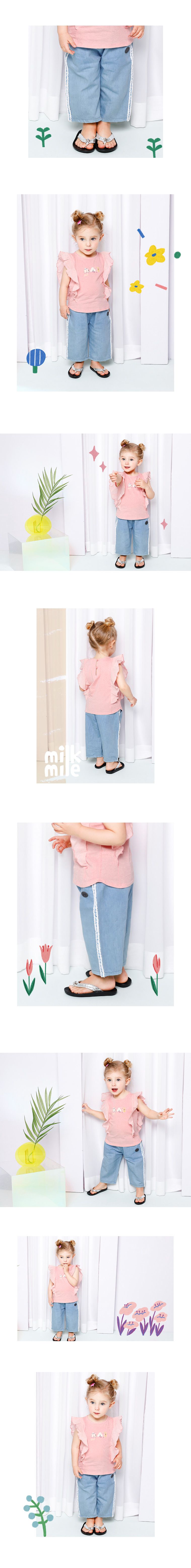 韓國 milk mile - 蕾絲滾邊寬版褲