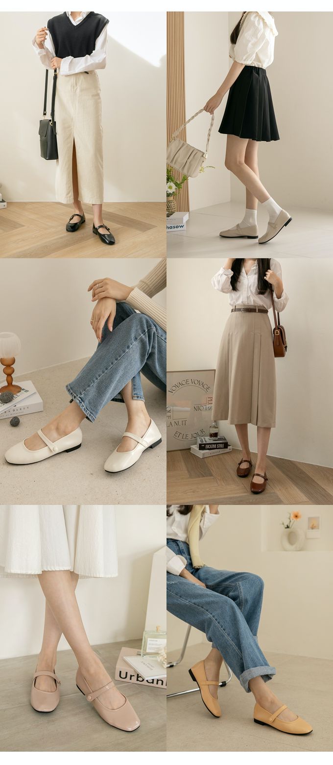 韓國 PINKELEPHANT - 光澤軟皮革輕量平底鞋(1.5cm)-咖啡