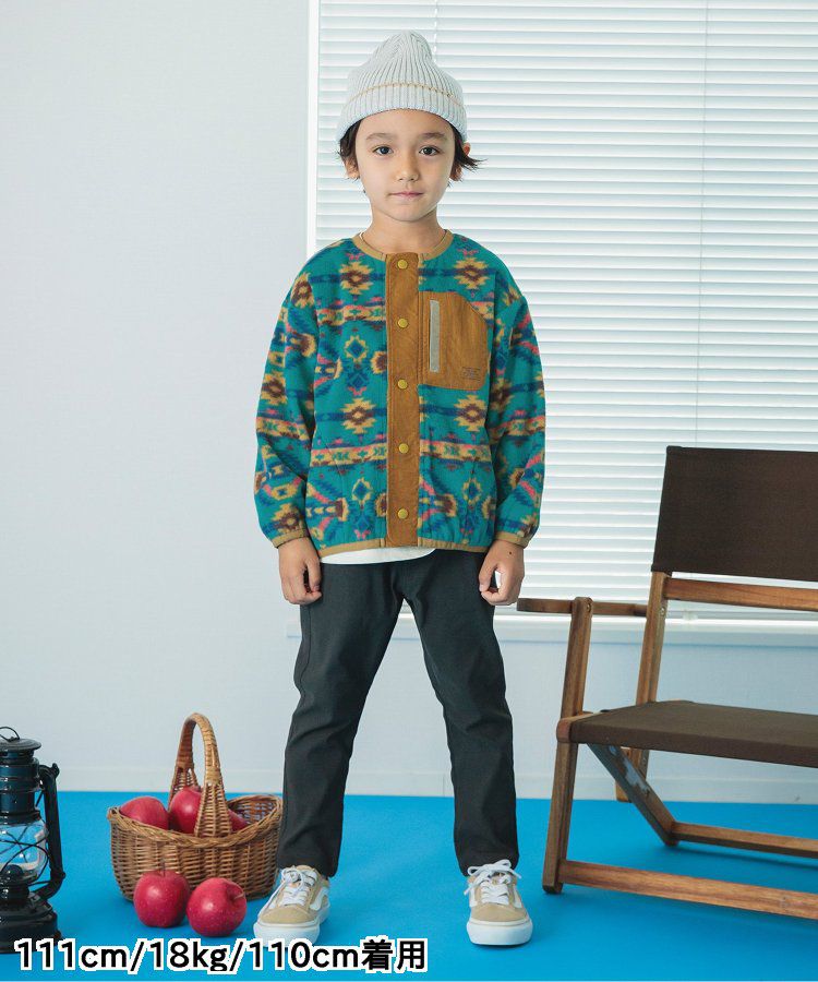 日本 BREEZE - 古著撞色輕質短毛外套-米白x軍綠