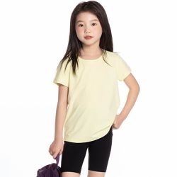 CLARA GIRLS - 吸濕排汗速乾運動短袖上衣-檸檬黃