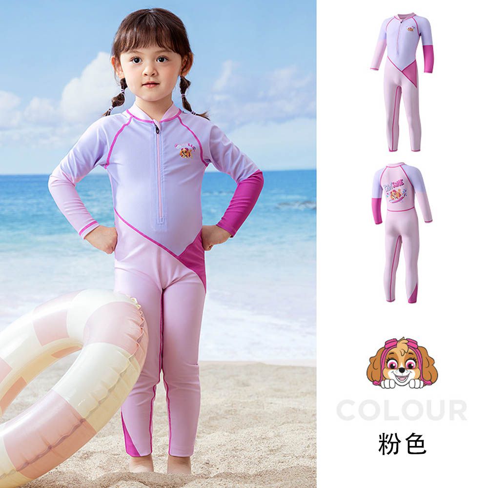 UPF50+長袖連身泳裝-卡通人物天天-紫色