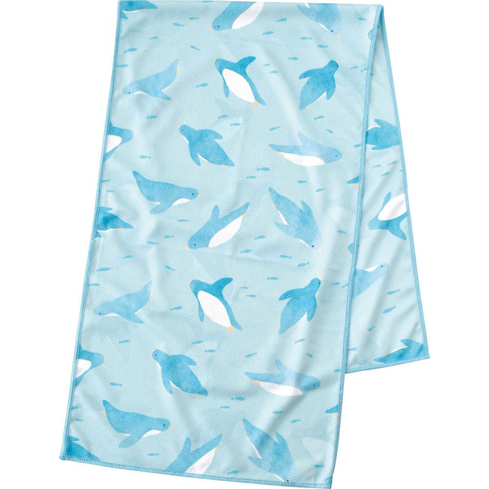 UV CUT抗菌加工降溫涼感巾-企鵝-藍 (30×100cm)