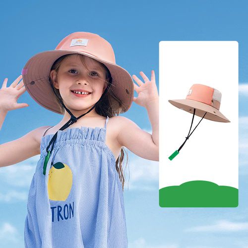 可調節兒童大帽簷防曬遮陽帽-活力橙