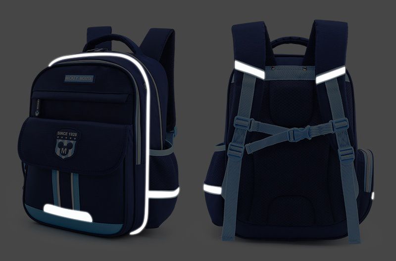 英倫風大容量多隔層減壓書包-卡通人物米奇-紅色 (建議身高120-150cm)