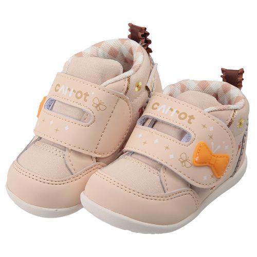 Moonstar日本月星 - Carrot蝴蝶結卡其色寶寶機能學步鞋-卡其色