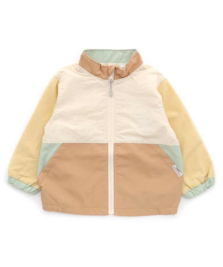 日本 apres les cours - 潑水加工 輕量印花風衣外套-撞色-藍棕系