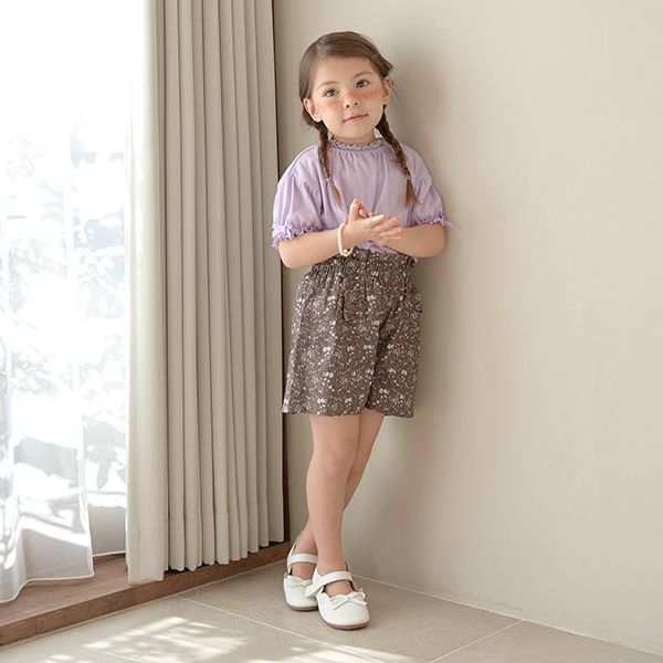 日本 Lycee mine - 可愛緹花泡泡短袖上衣-水藍