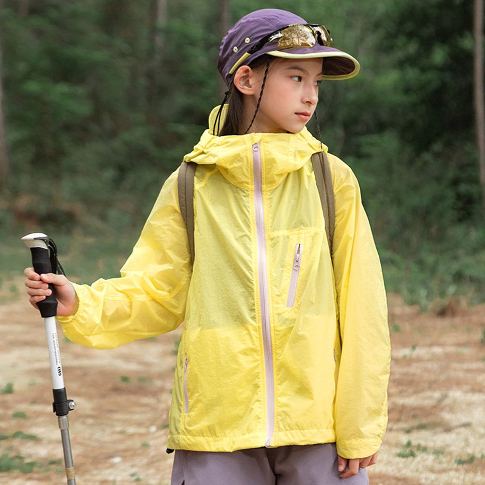 UPF50+原紗防曬連帽外套-加大帽簷-黃色