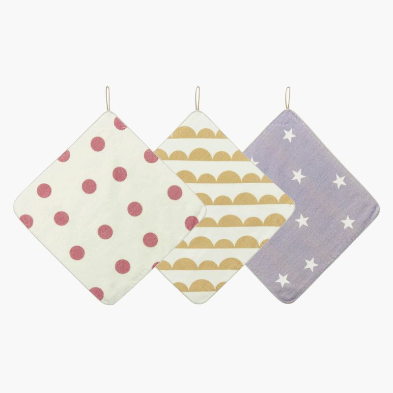 日本千趣會 - 純棉吸水擦手巾/手帕3件組-食物 (34x34cm)