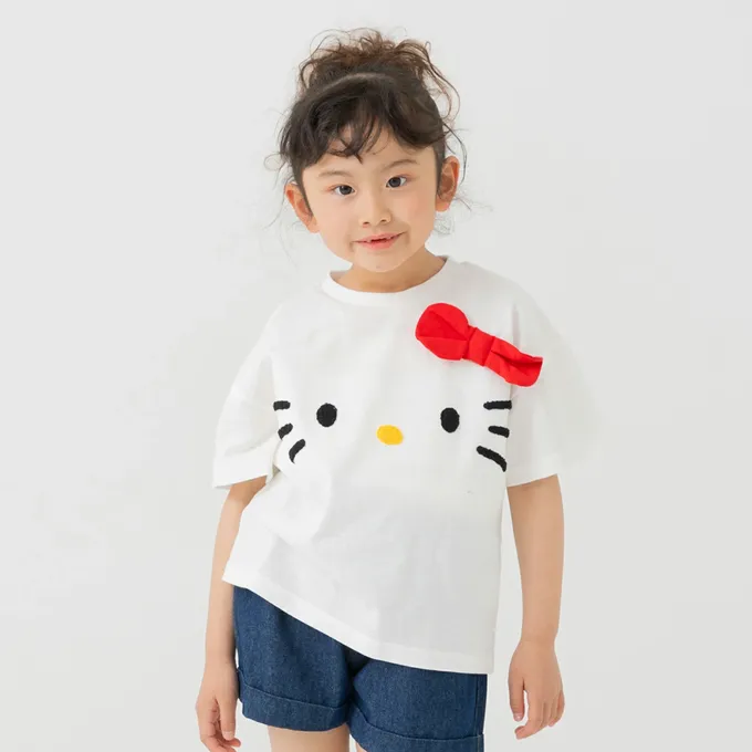 日本 Chil2 - 100%棉 可愛聯名立體印花短袖上衣-亮片小包造型-粉紅