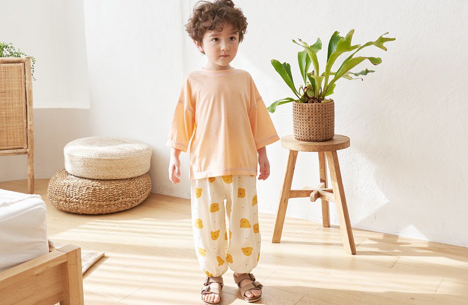 韓國 Bebezoo - 透氣純棉縮褲管防蚊褲-熊熊白