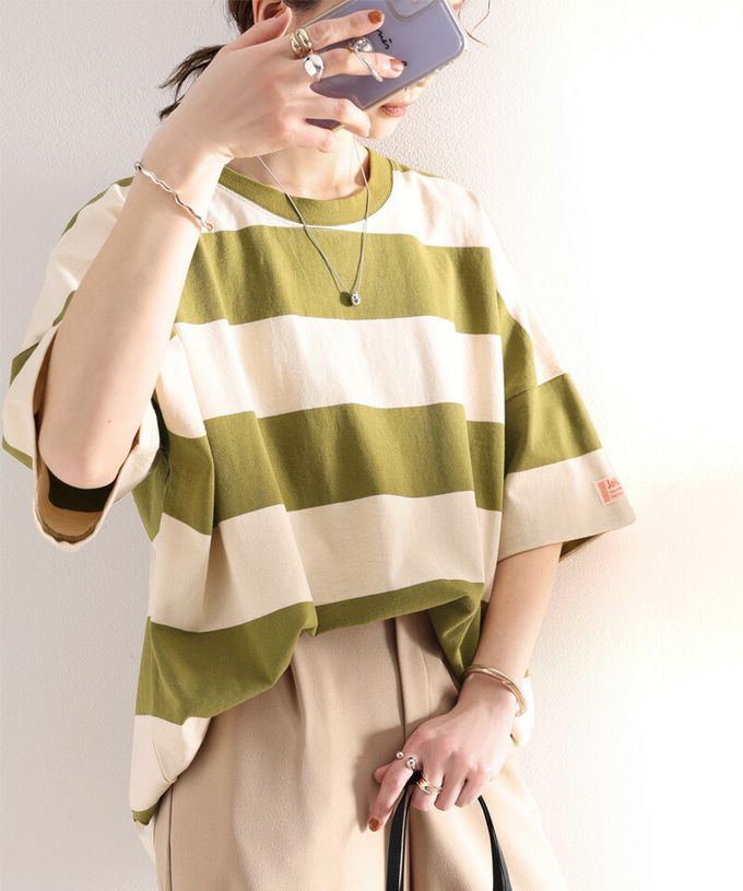 日本 Classical Elf - Java 純棉寬條紋落肩五分袖上衣-黑x白