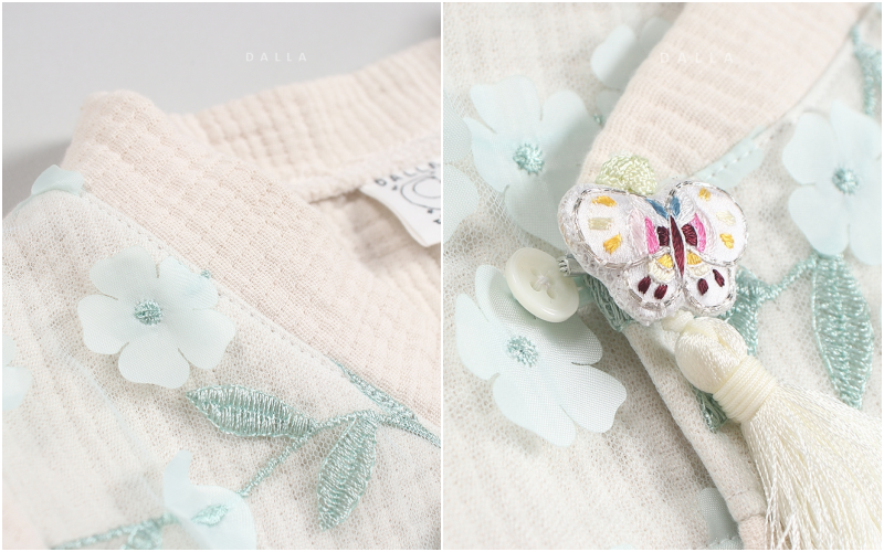 韓國 Dalla - 片片花朵流蘇2件式生活韓服-薄荷綠