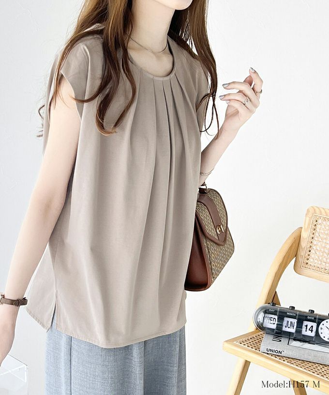 日本 Classical Elf - 接觸涼感 柔美皺摺法式袖上衣-白