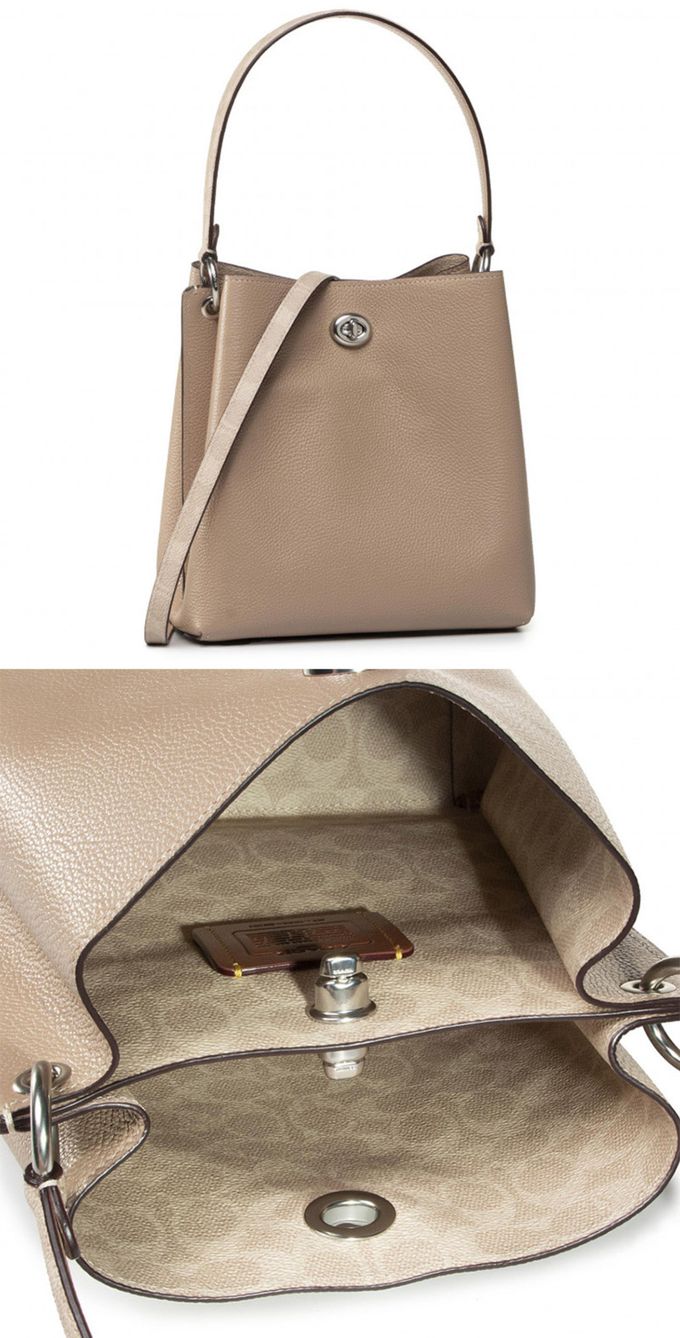 COACH - 素面皮革水桶包 (奶茶色)