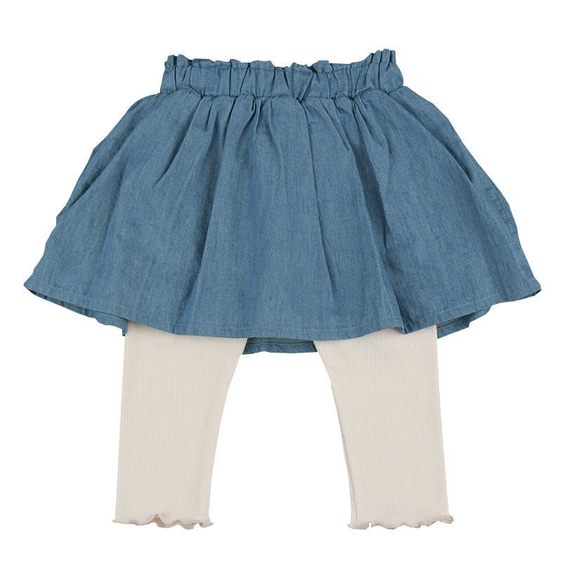 akachan honpo - 7分假兩件裙褲-深藍色