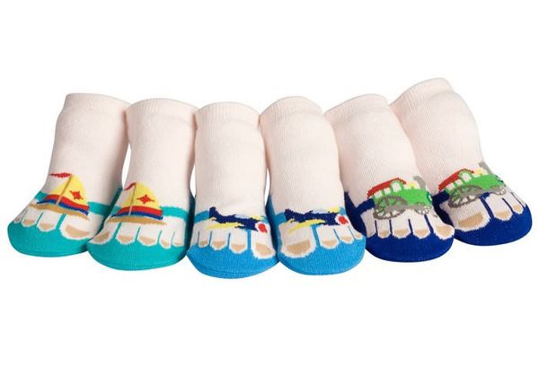 美國 Jazzy Toes - 時尚造型棉襪/止滑襪/假鞋襪/嬰兒襪_三入禮盒組-交通工具組
