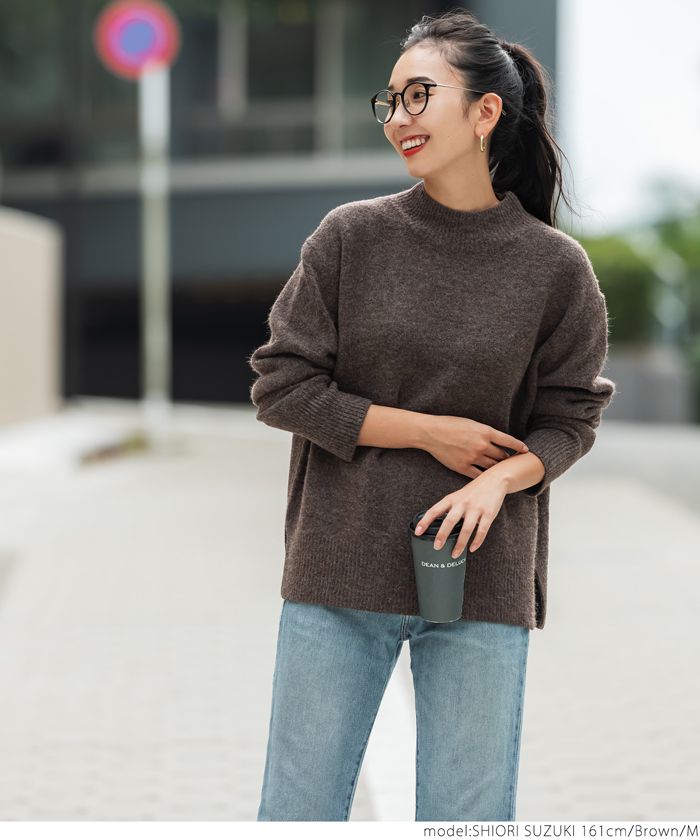 日本 COCA - 柔軟小高領顯瘦針織毛衣-藍