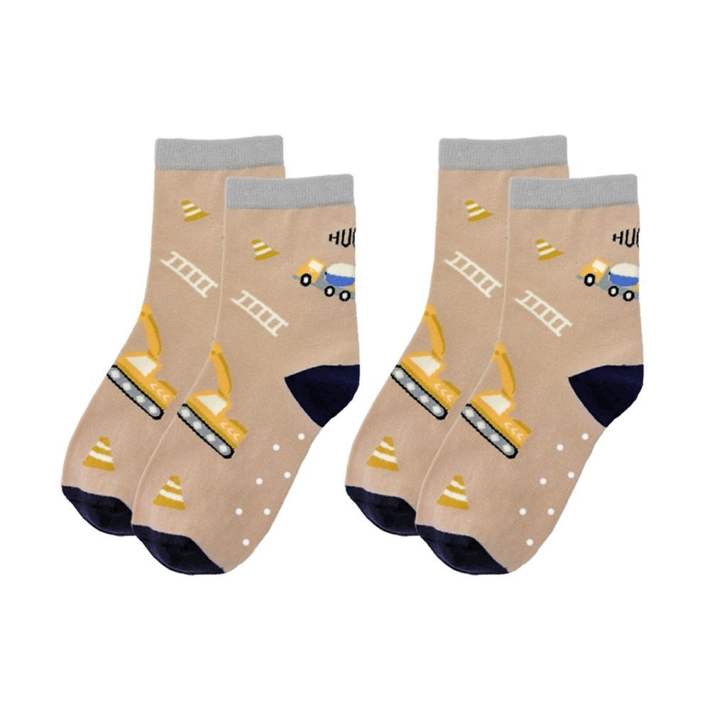 舒適中筒兒童襪子(兩雙)-小汽車-(背包同花色/親子棉襪)