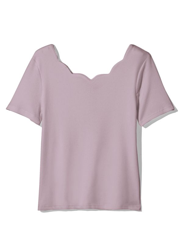 日本 GRL - 氣質花朵領顯瘦短袖上衣-深海藍