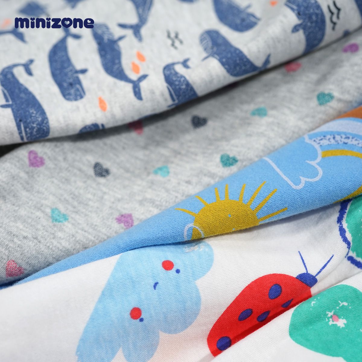 Minizone - 純棉印花休閒薄外套-彩虹飛機-藍色