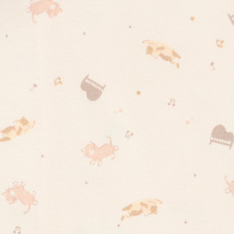 akachan honpo - 新生兒內衣6件組 長袖-按扣款 小貓-粉紅色 (肚衣:50cm 蝴蝶裝:50~60cm)