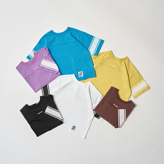 日本 b-ROOM - 正反都OK 落肩線條短袖上衣-紫