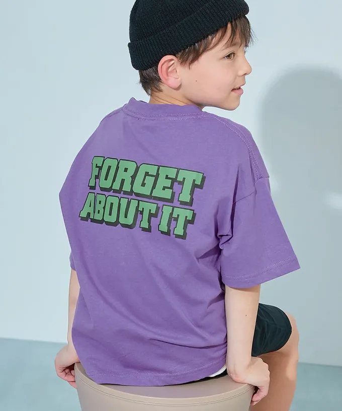 日本 devirock - 100%棉 定番印花短袖上衣-別在意！-摩登紫