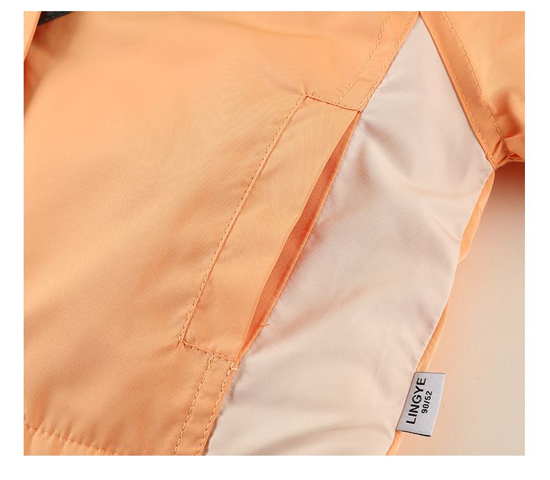 加厚連帽拼色羽絨外套-橘+綠