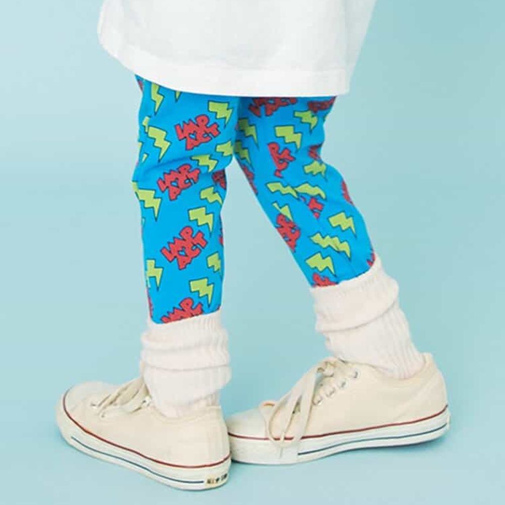 DAISUKI 可愛百搭彈性九分褲-閃電文字-寶石藍