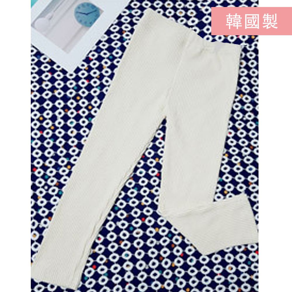 韓國製 - (剩9,13號)螺紋純棉9分內搭褲-米