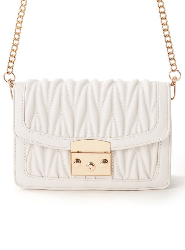 日本 GRL - 立體抓皺金屬小方包/側背包-凱莉綠 (F)