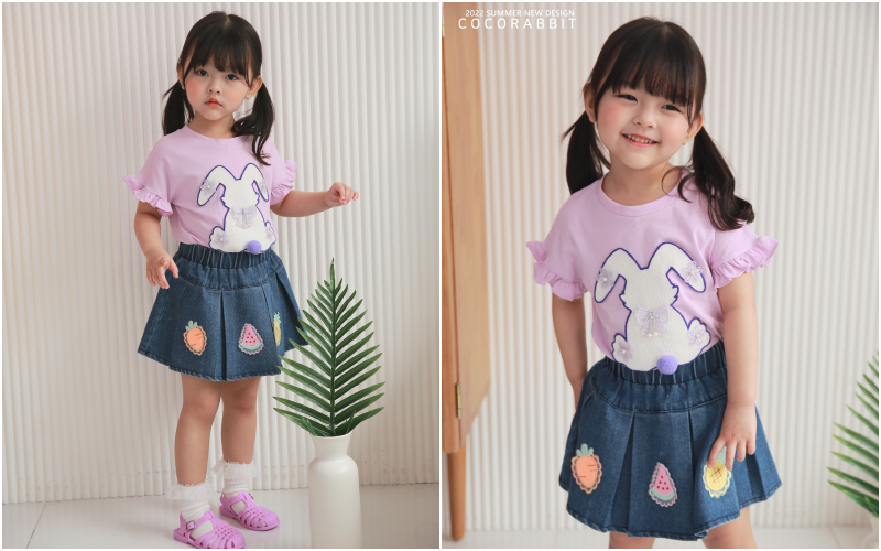 韓國 Coco rabbit - 立體尾巴蝴蝶結花花兔耳朵上衣-紫