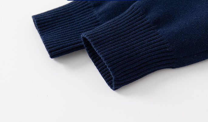 WELLKIDS - 圓領長袖針織毛衣-長頸龍-深藍色