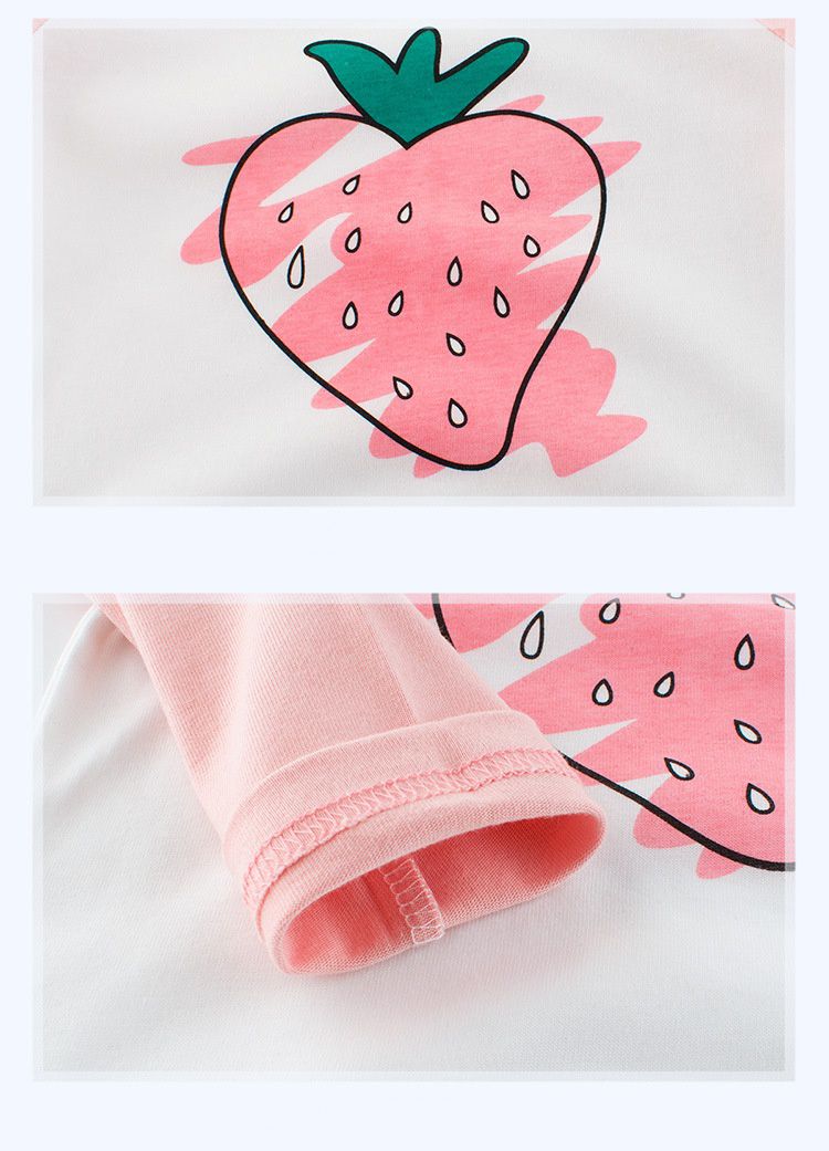 純棉長袖上衣-粉嫩草莓