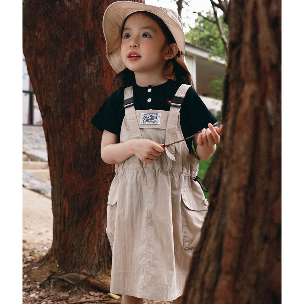 山系必備工裝吊帶洋裝-卡其色