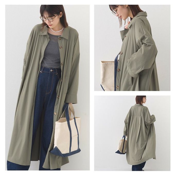 日本 OMNES - 防撕裂耐穿率性質感尼龍長版大衣-白