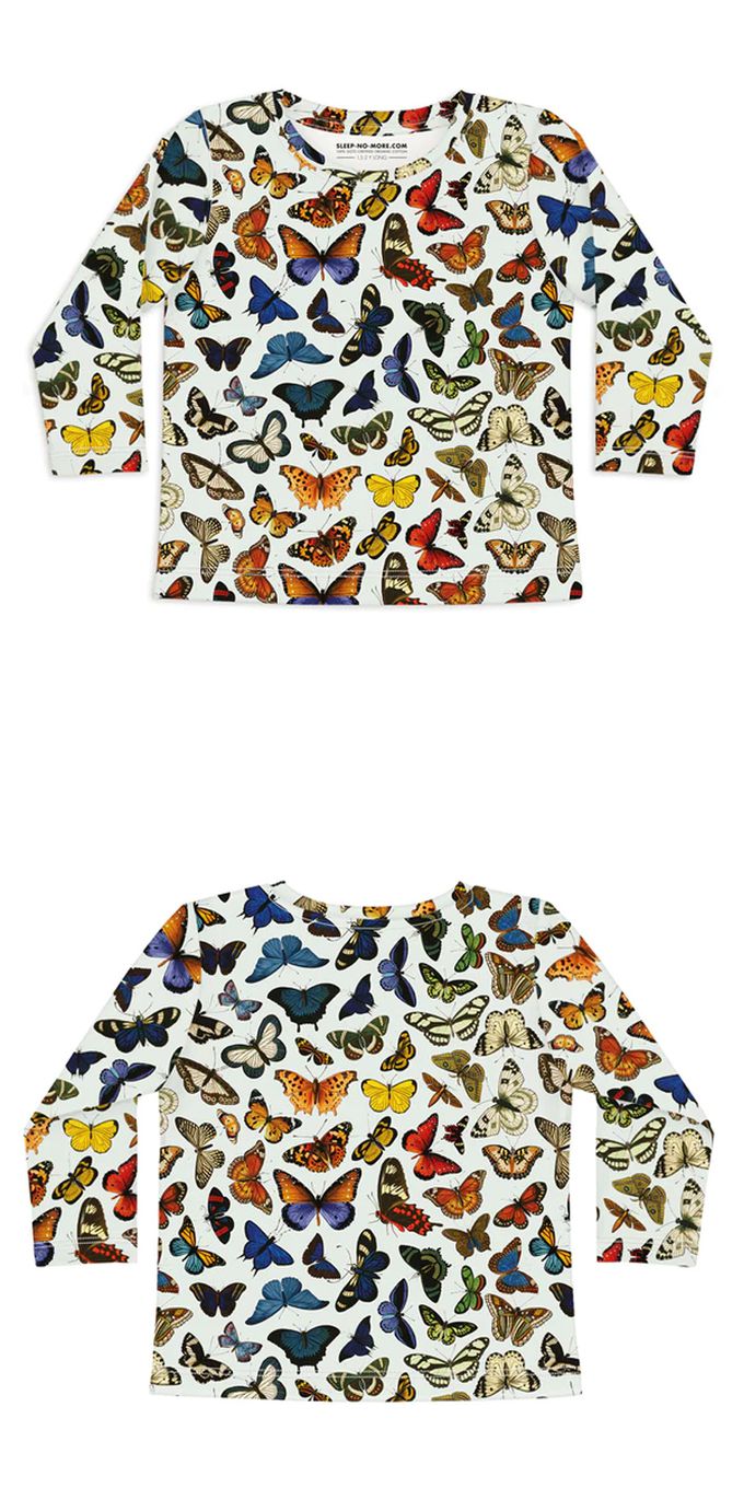 英國 SLEEP NO MORE - 100% 有機棉兒童圓領長袖上衣-蝴蝶